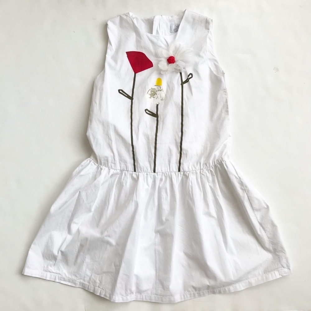 Epk white floral print tulle pedal dress EUC 10Y